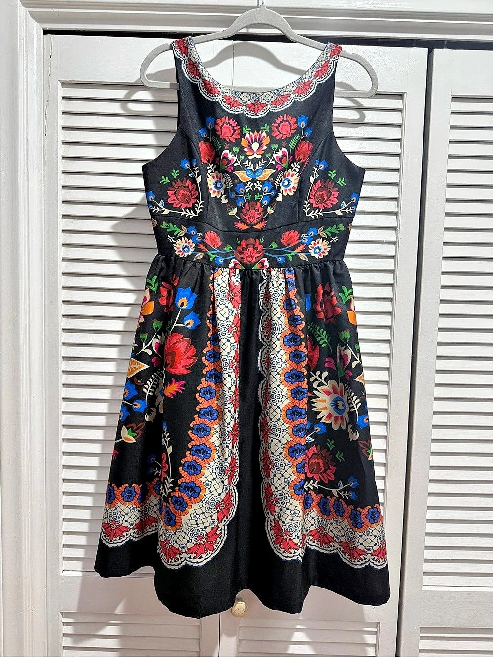 Floral Midi Dress in Black & Multicolor Like New